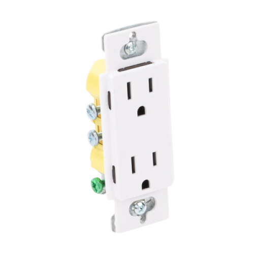 Tomacorriente receptáculo convencional  120V, 15A, color blanco.