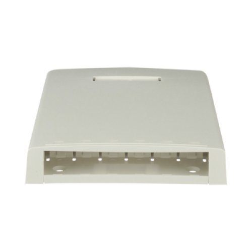 Caja de Montaje en Superficie, con Accesorio para Resguardo de Fibra Óptica, para 6 Módulos Mini-Com, Color Blanco Mate