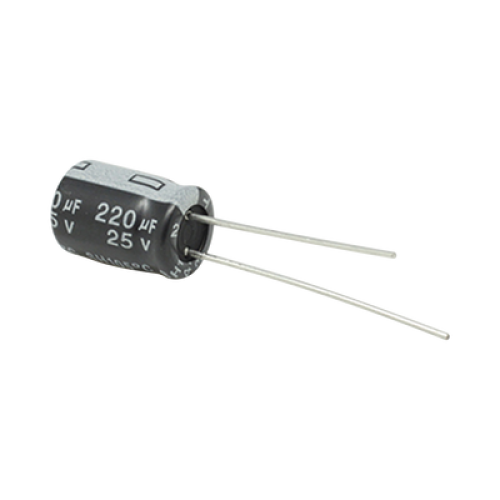 Capacitor Electrolítico de Aluminio, Radial de 220 µFd, 25 Vcc, 105 °C, 8 x 11 mm, .
