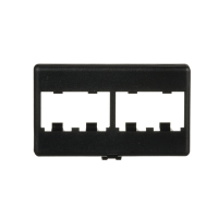 Placa de Mobiliario Modular Estándar, Salidas Para 4 Puertos Mini-Com, Color Negro Placa de Mobiliario Modular Estándar, Salidas Para 4 Puertos Mini-Com, Color Negro