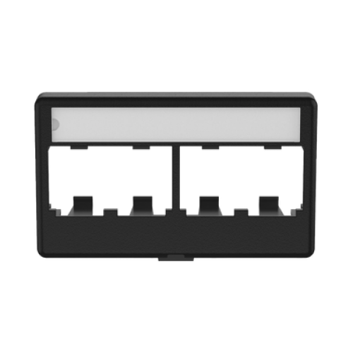 Placa de Mobiliario Modular Estándar, Salidas Para 4 Puertos Mini-Com, Con Espacio Para Etiquetas, Color Negro
