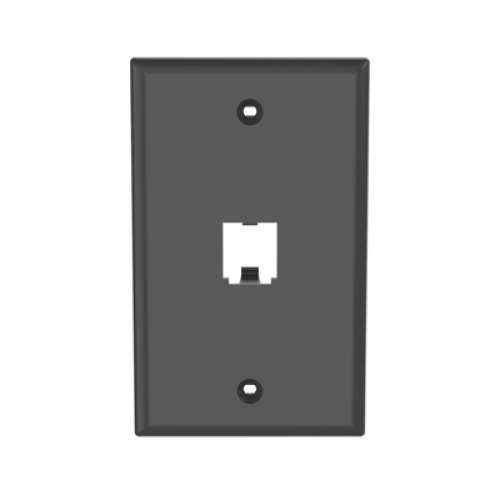 Placa de Pared Vertical Clásica, Salida Para 1 Puerto Mini-Com, Color Negro
