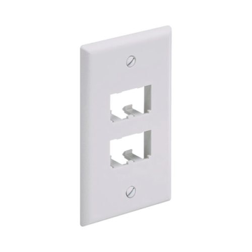 Placa de Pared Vertical Clásica, Salida Para 4 Puertos Mini-Com, Color Blanco Mate