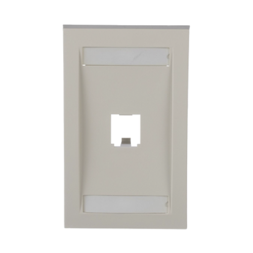 Placa de Pared Vertical Ejecutiva, Salida Para 1 Puerto Mini-Com, Con Espacios Para Etiquetas, Color Blanco Mate