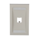 Placa de Pared Vertical Ejecutiva, Salida Para 1 Puerto Mini-Com, Con Espacios Para Etiquetas, Color Blanco Mate