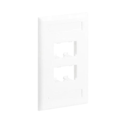 Placa de Pared Vertical Clásica, Salida Para 4 Puertos Mini-Com, Con Espacios Para Etiquetas, Color Blanco Placa de Pared Vertical Clásica, Salida Para 4 Puertos Mini-Com, Con Espacios Para Etiquetas, Color Blanco