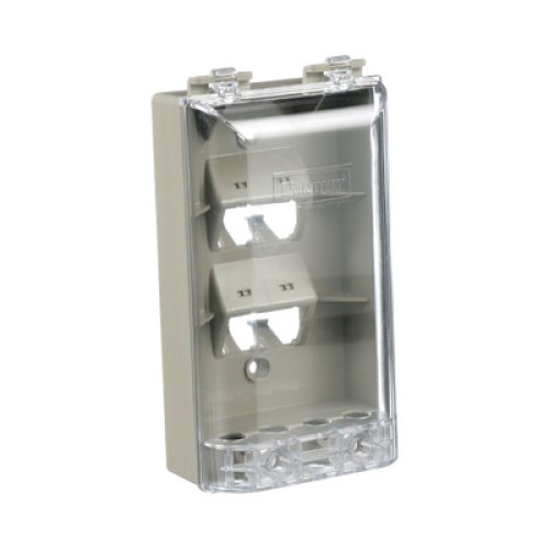 Placa de Pared Vertical, Resistente al Agua con Protección IP56, Acepta 4 Módulos Mini-Com, Color Gris