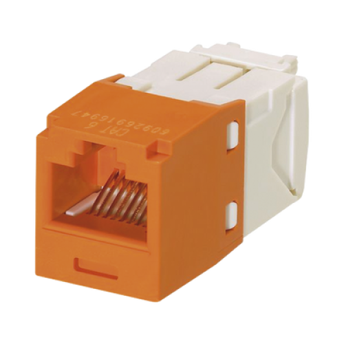 Conector Jack RJ45 Estilo TG, Mini-Com, Categoría 6, de 8 Posiciones y 8 Cables, Color Naranja