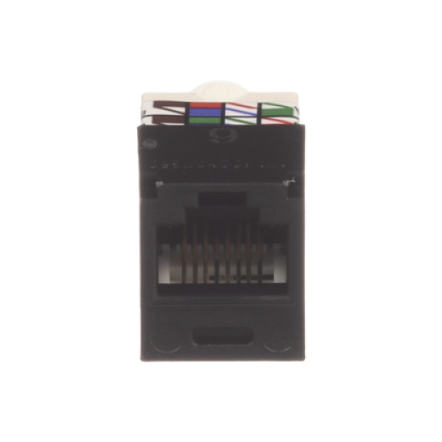 Conector Jack RJ45 Estilo TP, Mini-Com, Categoría 6, de 8 Posiciones y 8 Cables, Color Negro Conector Jack RJ45 Estilo TP, Mini-Com, Categoría 6, de 8 Posiciones y 8 Cables, Color Negro