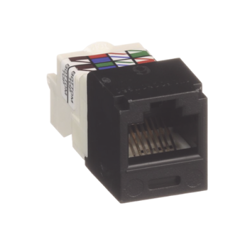Conector Jack RJ45 Estilo TP, Mini-Com, Categoría 6, de 8 Posiciones y 8 Cables, Color Negro Conector Jack RJ45 Estilo TP, Mini-Com, Categoría 6, de 8 Posiciones y 8 Cables, Color Negro