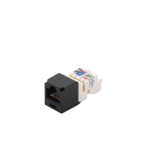 Conector Jack RJ45 Estilo TP, Mini-Com, Categoría 6, de 8 Posiciones y 8 Cables, Color Negro Conector Jack RJ45 Estilo TP, Mini-Com, Categoría 6, de 8 Posiciones y 8 Cables, Color Negro