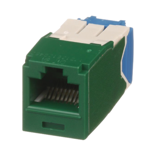 Conector Jack RJ45 Estilo TG, Mini-Com, Categoría 6A, de 8 Posiciones y 8 Cables, Color Verde