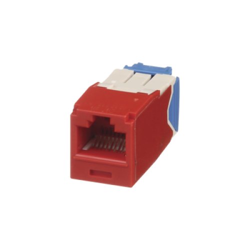 Conector Jack RJ45 Estilo TG, Mini-Com, Categoría 6A, de 8 Posiciones y 8 Cables, Color Rojo Conector Jack RJ45 Estilo TG, Mini-Com, Categoría 6A, de 8 Posiciones y 8 Cables, Color Rojo