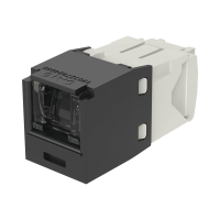 Conector Jack RJ45 Estilo TG con Ventana, Mini-Com, Categoría 6, de 8 Posiciones y 8 Cables, Color Negro Conector Jack RJ45 Estilo TG con Ventana, Mini-Com, Categoría 6, de 8 Posiciones y 8 Cables, Color Negro