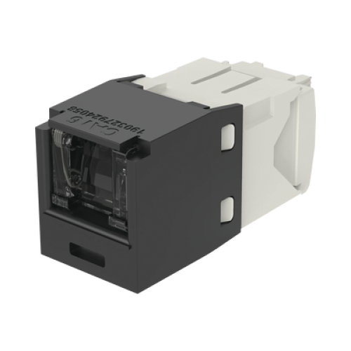 Conector Jack RJ45 Estilo TG con Ventana, Mini-Com, Categoría 6, de 8 Posiciones y 8 Cables, Color Negro