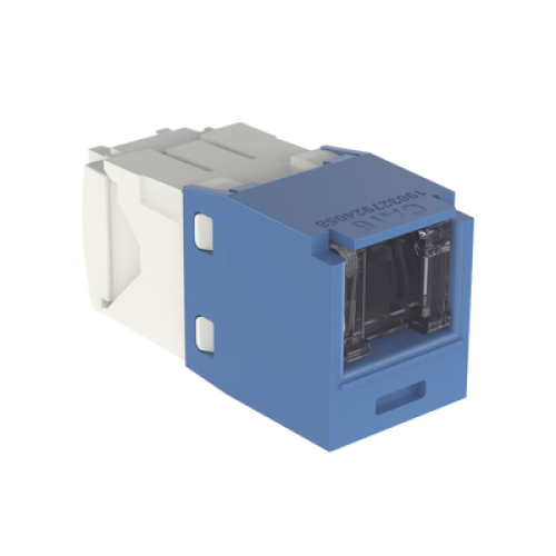 Conector Jack RJ45 Estilo TG con Ventana, Mini-Com, Categoría 6, de 8 Posiciones y 8 Cables, Color Azul