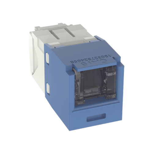 Conector Jack RJ45 Estilo TG con Ventana, Mini-Com, Categoría 6, de 8 Posiciones y 8 Cables, Color Azul