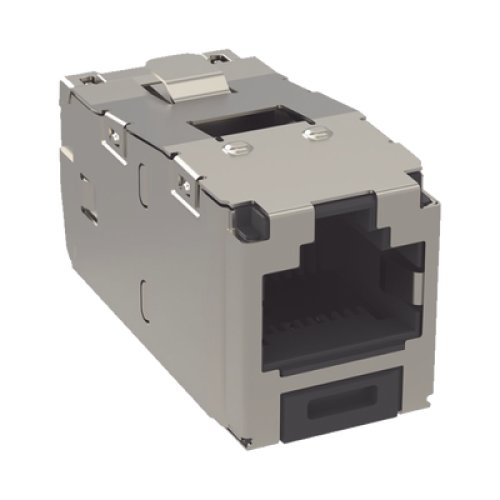 Conector Jack RJ45 Blindado, Estilo TG, Mini-Com, Categoría 6, de 8 Posiciones y 8 Cables, Color Negro