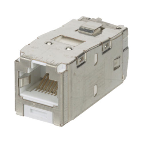 Conector Jack RJ45 Blindado, Estilo TG, Mini-Com, Categoría 6A, de 8 Posiciones y 8 Cables, Color Blanco