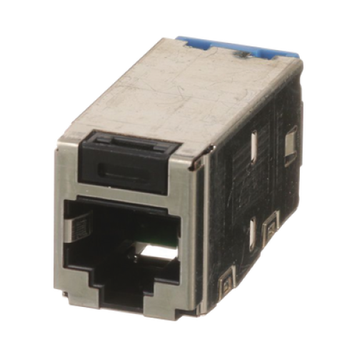 Conector Jack RJ45 Blindado, Estilo TG, Mini-Com, Categoría 6A, de 8 Posiciones y 8 Cables, Color Negro