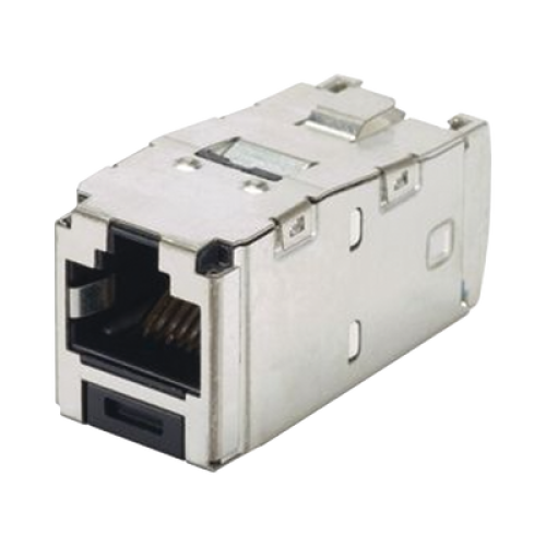 Conector Jack RJ45 Blindado, Estilo TG, Mini-Com, Categoría 6A, de 8 Posiciones y 8 Cables, Color Negro