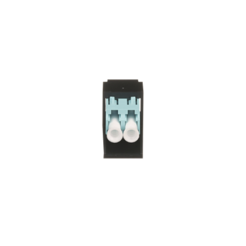 Módulo Acoplador LC Duplex, para Fibra Óptica Multimodo OM3/OM4, Tipo Mini-Com, Color Aqua