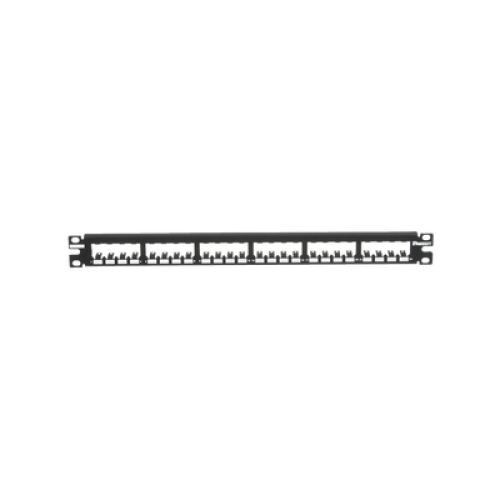 Panel de Parcheo Modular Mini-Com (Sin Conectores), Plano, Totalmente Blindado, de 24 Puertos, 1UR