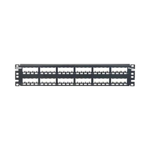 Panel de Parcheo Modular Mini-Com (Sin Conectores), Plano, Totalmente Blindado, de 48 Puertos, 2UR