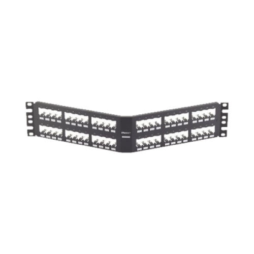 Panel de Parcheo Modular Mini-Com (Sin Conectores), Angulado, Totalmente Blindado, de 48 Puertos, 2UR