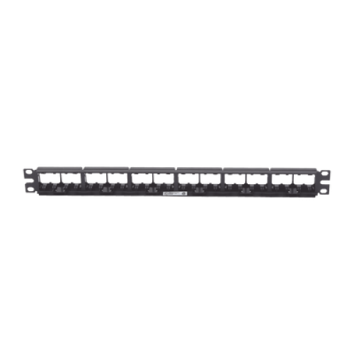 Panel de Parcheo Modular Mini-Com (Sin Conectores), Plano, Sin Blindaje, de 24 Puertos, 1UR