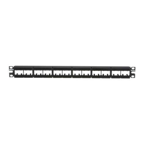 Panel de Parcheo Modular Mini-Com (Sin Conectores), Plano, Sin Blindaje, Con Etiqueta y Cubierta, de 24 Puertos, 1UR