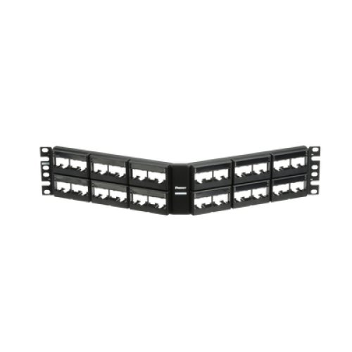Panel de Parcheo Modular Mini-Com (Sin Conectores), Angulado, Sin Blindaje, Con Etiqueta y Cubierta, de 48 Puertos, 2UR