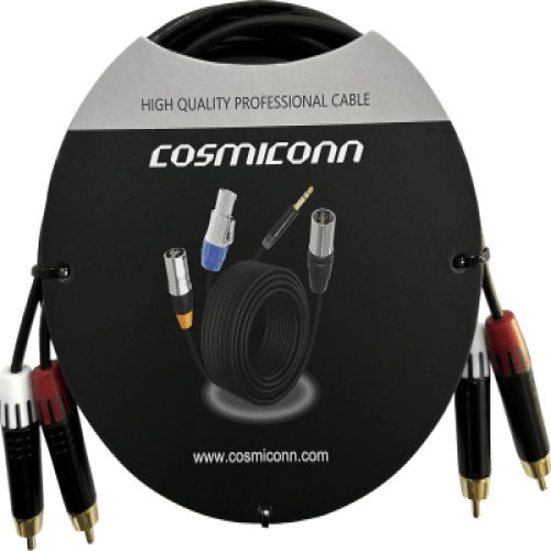 Cable 2 RCA x 2 RCA, conectores negros, con diferenciador de blanco y rojo (2x MT380-RD - 2x MT380-WH), length 2m