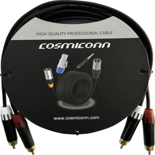 Cable 2 RCA x 2 RCA, conectores negros, con diferenciador de blanco y rojo (2x MT380-RD - 2x MT380-WH), length 3m