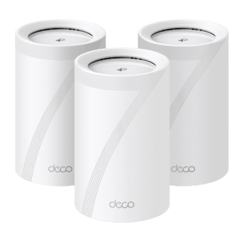 KIT 3 Routers Inalámbrico MESH Interior para Hogar / Triple Banda Wi-Fi 7 BE9300 Mbps / 2 Puerto 2.5 Gigabit WAN/LAN / 4 Antenas Internas / Operación Multi-Link MLO / Administración Mediante la App Deco (iOS, Android) / HomeShield