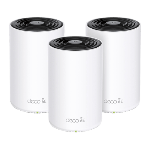 Router Inalámbrico MESH Interior para Hogar / Doble Banda Wi-Fi 6E AX5400 Mbps / 3 Puerto Gigabit WAN/LAN / 4 Antenas Internas / Administración Mediante la App Deco (iOS, Android) / Protección HomeShield