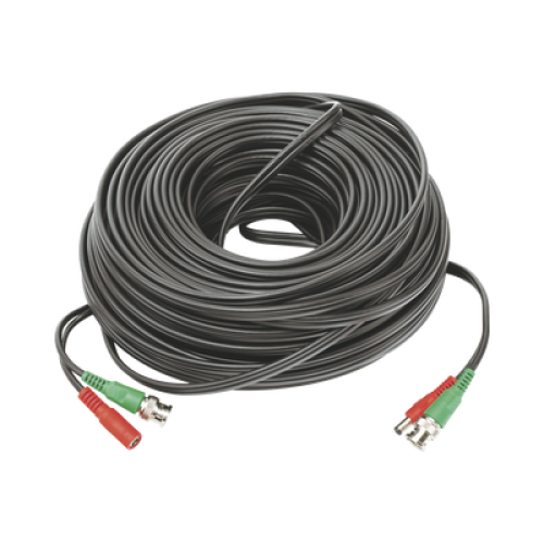 Cable Coaxial (BNC RG59) + Alimentación / SIAMES / 50 Metros (164 Pies) / 100% COBRE / Para Cámaras 4K / Uso Interior y Exterior
