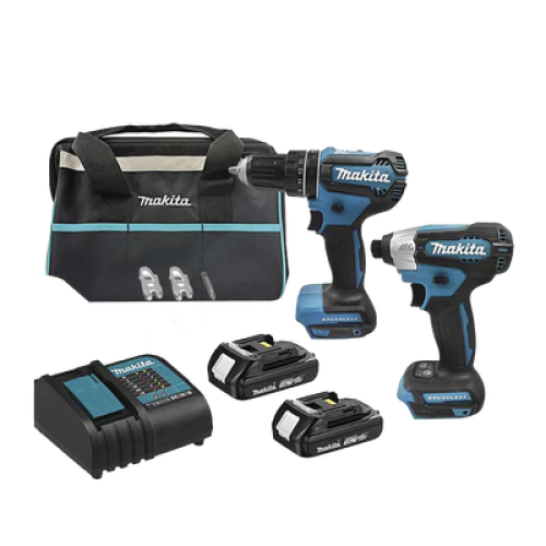Kit de Rotomartillo Atornillador DHP485Z + Atornillador de Impacto DTD157Z, incluye 2 Baterías BL1815N, 1 Cargador DC18SD y Maleta de lona.