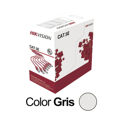 Bobina de Cable UTP 305 Metros (1000 Pies) / Cat5E (24 AWG) / Color Gris / PVC (CM) / Uso en Interior / 100% Cobre / Aplicaciones de CCTV y Redes de Datos