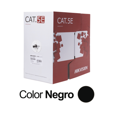 Bobina de Cable UTP 305 Metros (1000 Pies) / Cat 5E (24 AWG) / Color Negro / PE / Uso en Exterior / 100% Cobre / Aplicaciones de CCTV, Redes de Datos y Enlaces Inalámbricos