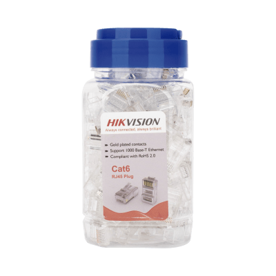 Bote con 100 Piezas de Plug Modular RJ45 / Cat 6 / Chapado en Oro a 15 Micras / Sin Blindaje / Facil Instalación / Uso Interior / Soporta Norma TIA-568B / Cumple con RoHS 2.0