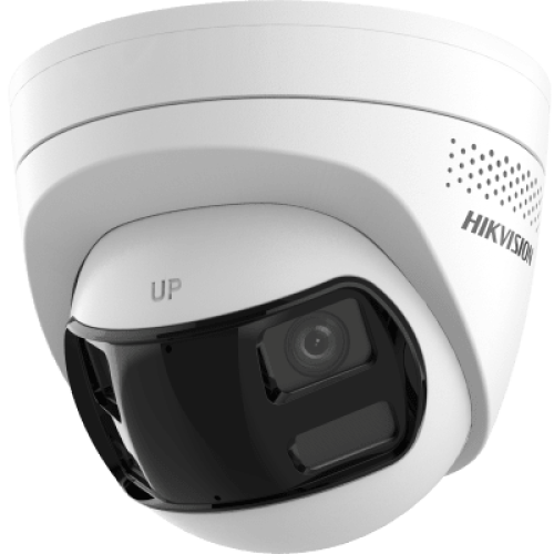 [PROTECCIÓN ACTIVA] Turret IP 6Megapixel / 2 Lentes de 2.8 mm (Imagen Panorámica 180°) / 30 mts IR / Exterior IP67 / Luz Intermitente y Alerta de Audio / Audio Bidireccional / ACUSENSE / WDR 120 dB / Micro SD