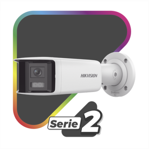 [FlexVu] [PROTECCIÓN ACTIVA] Bala IP Panorámica 4 Megapixel / 2 Lentes 2.8 mm (180°) / Imagen a Color 24/7 (ColorVu) / PoE / WDR 130° / IP67 / ACUSENSE / Luz Estroboscópica y Alarma Audible / 40 mts Luz Blanca / Micro SD