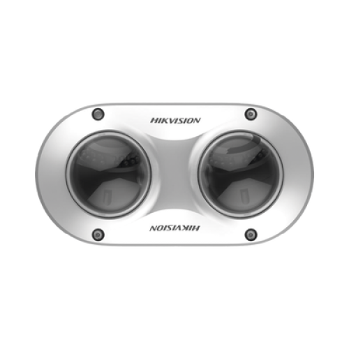PanoVu Series / Lente Dual de 4 Megapixel / 2 Lentes Fijos de 2.8 mm / Recomendado para Pasillos o Esquinas / IP67 / IK10 / PoE / WDR 120 dB / 10 mts IR / Entrada y Salida de Audio y Alarma / MicroSD