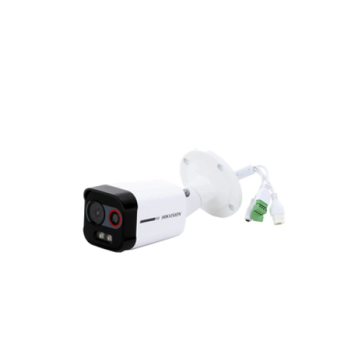 Cámara Bala IP Térmica y Óptica Biespectral / Análisis de Video (VCA) para Protección Perimetral / Clasifica Vehículo/Humano / Térmica 96 x 72 / Óptica 4 MP ColorVu / IP67 / Audio y Alarma Visual