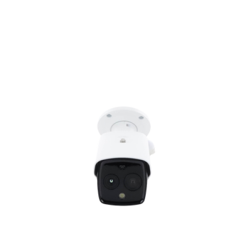 Bala IP Dual / Térmica 6.9 mm (256 x 192) / Óptico 6.4 mm (4 Megapixel) / 30 mts IR / Exterior IP67 / PoE / Termométrica / Detección de Temperatura / Sirena y Luz Intermitente Integrada / Micro SD