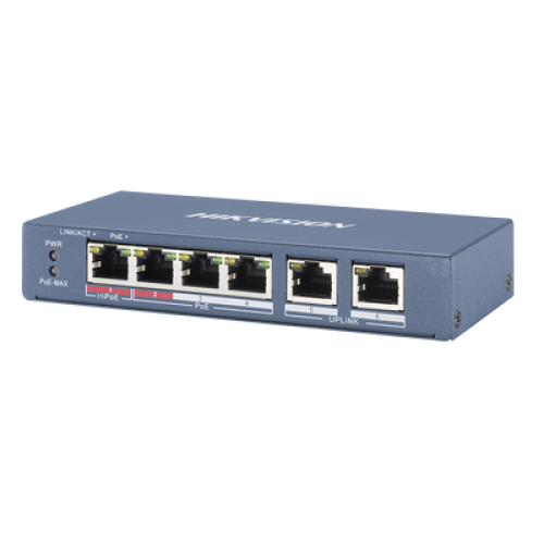 Switch PoE+ / No Administrable / 3 Puertos 10/100 Mbps 802.3 af/at (30 W) + 1 Puerto 10/100 Mbps Hi-PoE (60 W) / 2 Puertos 10/100 Mbps Uplink / Modo Extendido hasta 300 Metros / 60 W Switch PoE+ / No Administrable / 3 Puertos 10/100 Mbps 802.3 af/at (30 W) + 1 Puerto 10/100 Mbps Hi-PoE (60 W) / 2 Puertos 10/100 Mbps Uplink / Modo Extendido hasta 300 Metros / 60 W
