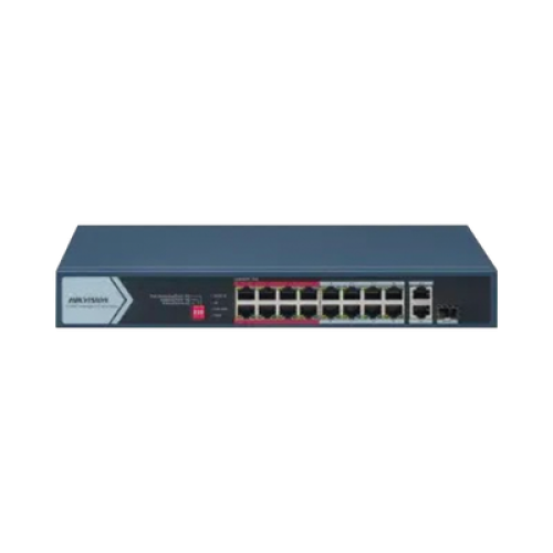Switch PoE+ / No Administrable / 16 Puertos 10/100 Mbps PoE+ / 2 Puertos 1000 Mbps Uplink / 1 Puerto SFP Uplink / Modo Extendido hasta 300 Metros / 130 W Switch PoE+ / No Administrable / 16 Puertos 10/100 Mbps PoE+ / 2 Puertos 1000 Mbps Uplink / 1 Puerto SFP Uplink / Modo Extendido hasta 300 Metros / 130 W
