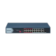 Switch PoE+ / No Administrable / 16 Puertos 10/100 Mbps PoE+ / 2 Puertos 1000 Mbps Uplink / 1 Puerto SFP Uplink / Modo Extendido hasta 300 Metros / 130 W Switch PoE+ / No Administrable / 16 Puertos 10/100 Mbps PoE+ / 2 Puertos 1000 Mbps Uplink / 1 Puerto SFP Uplink / Modo Extendido hasta 300 Metros / 130 W