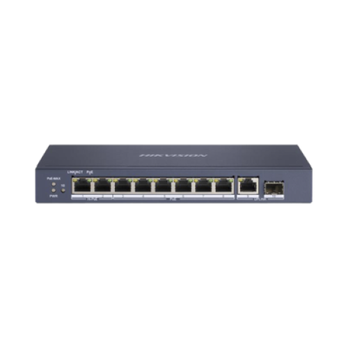 Switch PoE+ / No Administrable / 7 Puertos 1000 Mbps 802.3 af/at (30 W) / 2 Puertos 1000 Mbps Hi-PoE (90 W) / 1 Puertos 1000 Mbps Uplink / 1 Puerto SFP / Modo Extendido hasta 300 Metros / 110 Watts